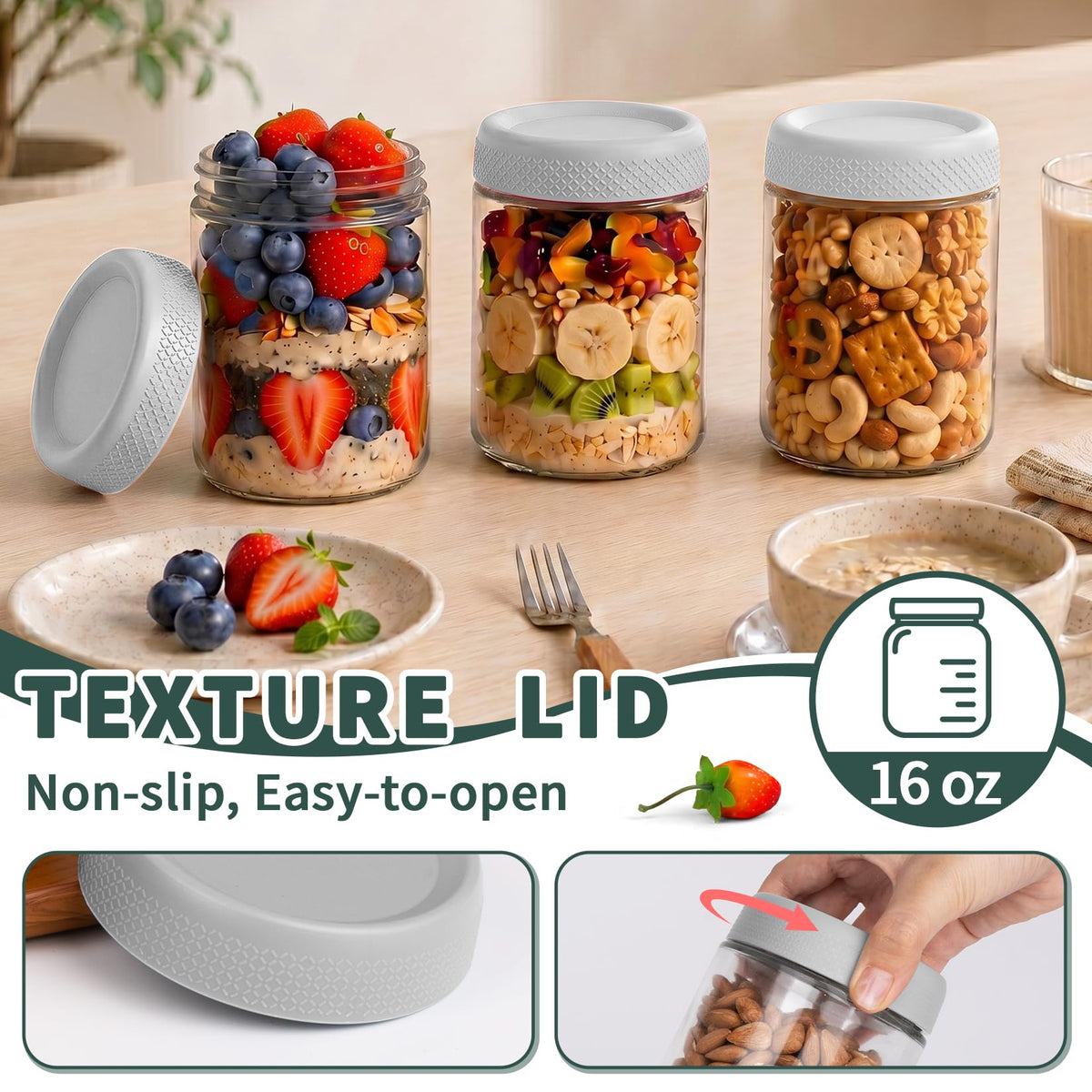12 Pack 16 oz Glass Jars with Lid K319800