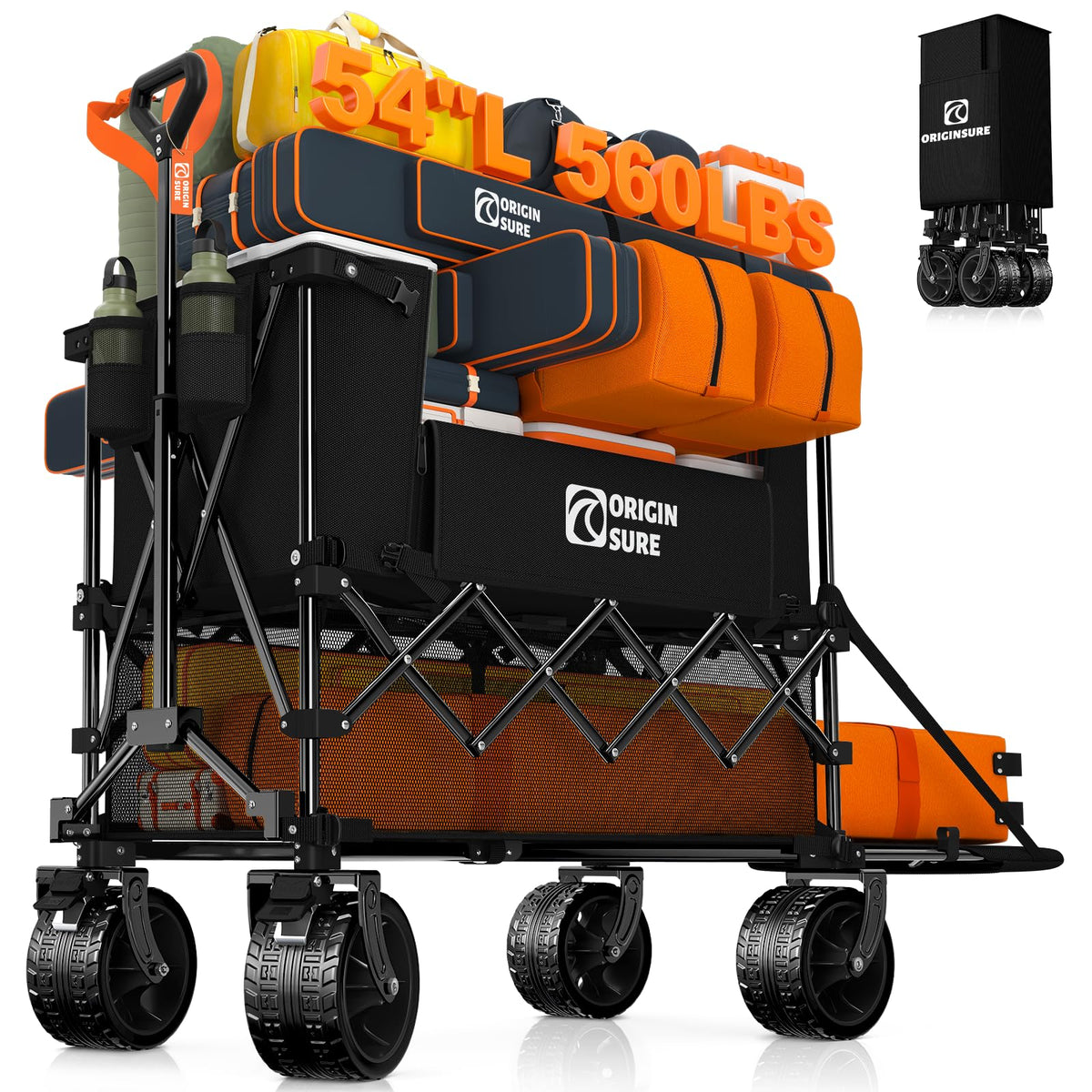 Foldable Double Decker Wagon, 560lbs, Black Z1646