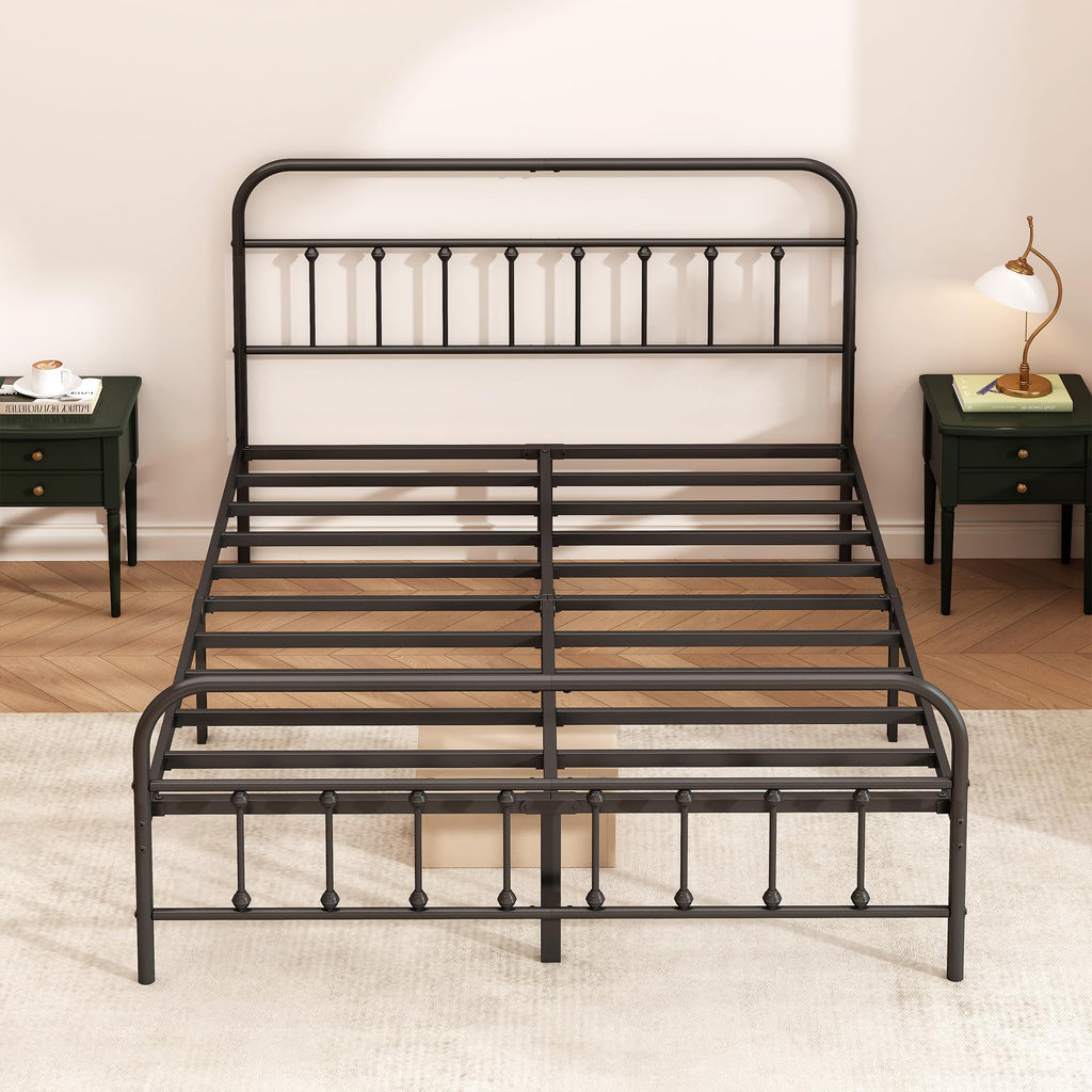 Queen Size Black Metal Bed Frame N333