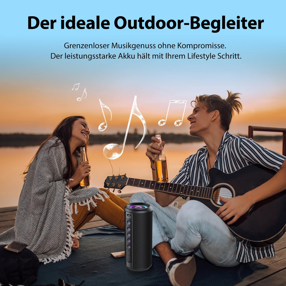 Black Portable Bluetooth Speaker with 20W Stereo Sound Z100650