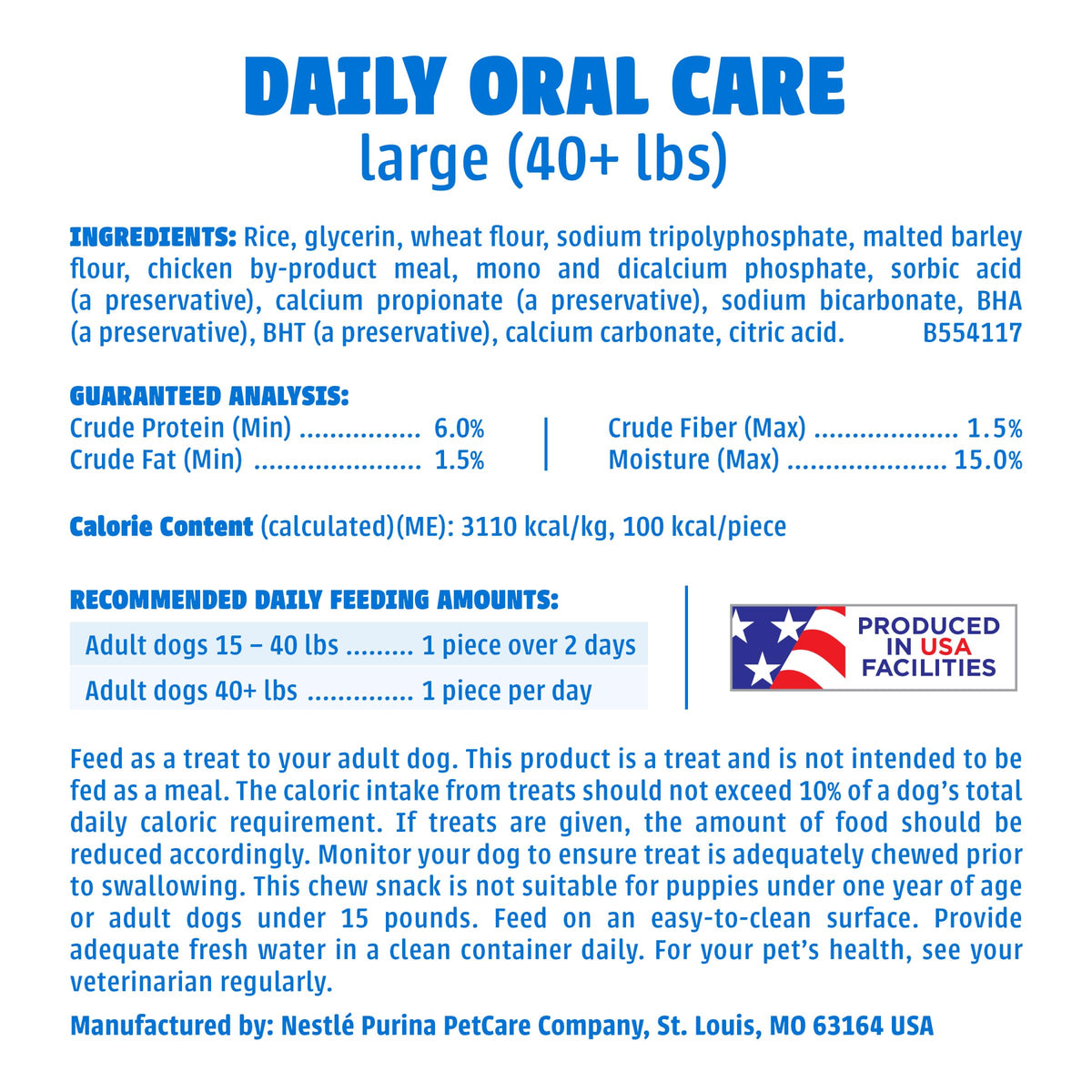 Daily Oral Care Dental Chews for Large Dogs 90 ct V4684