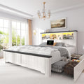 White Full Size Bed Frame with Headboard and Storage V800501