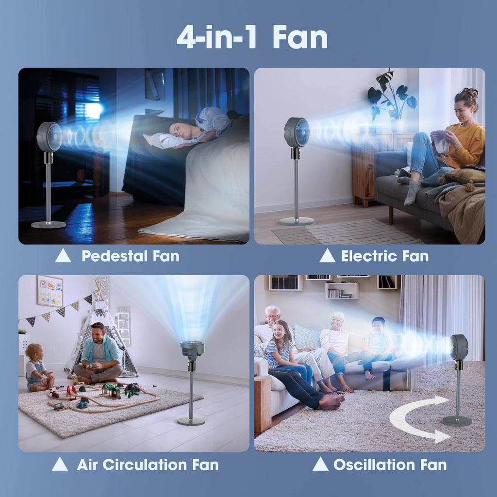 100ft Oscillating Standing Fan with Adjustable Height P395