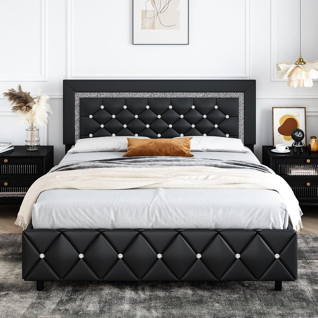 Full Size Upholstered Platform Bed with Headboard Y34645
