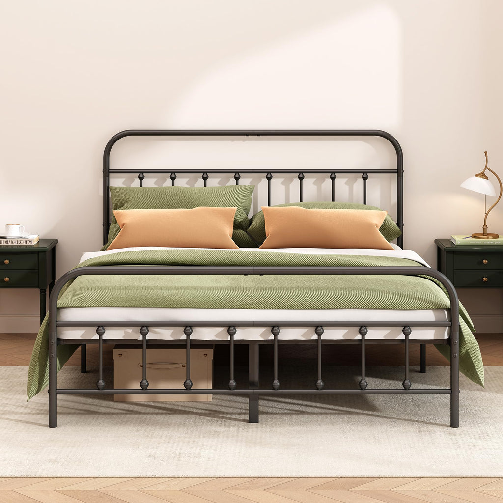 Queen Size Black Metal Bed Frame N333