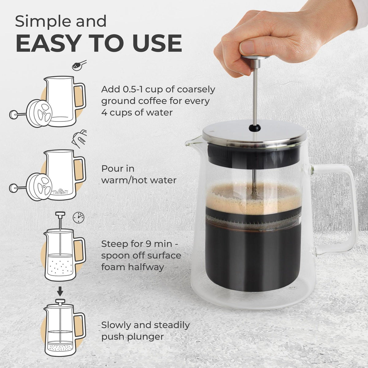 Glass French Press Coffee Maker 27oz L874