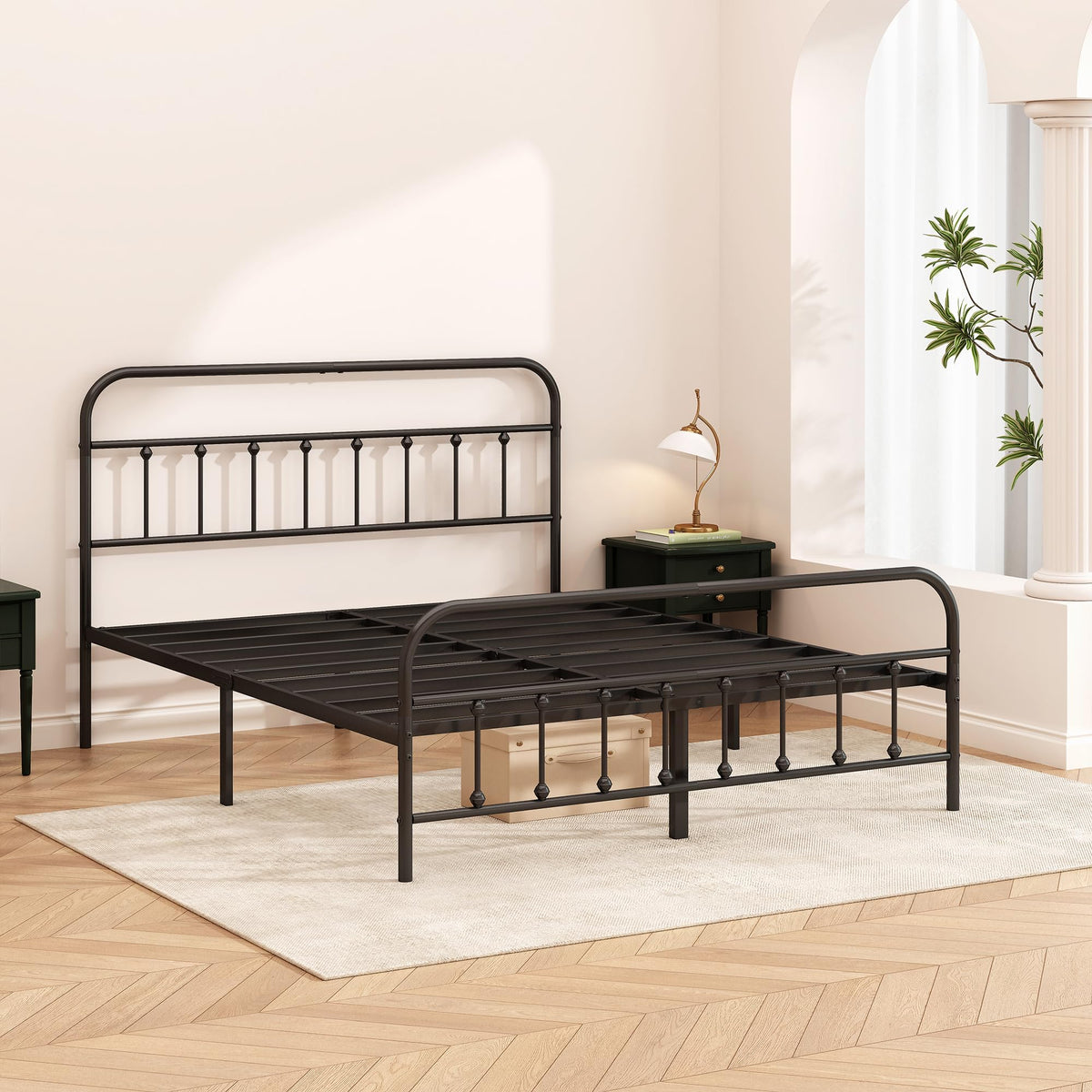 Queen Size Black Metal Bed Frame N333