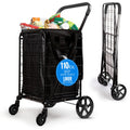 Large Folding Utility Shopping Cart with Removable Liner, 110 lb Capacity, Black C186