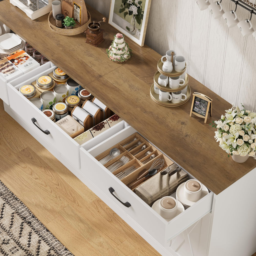 White Kitchen Sideboard Buffet Cabinet with Storage E55277