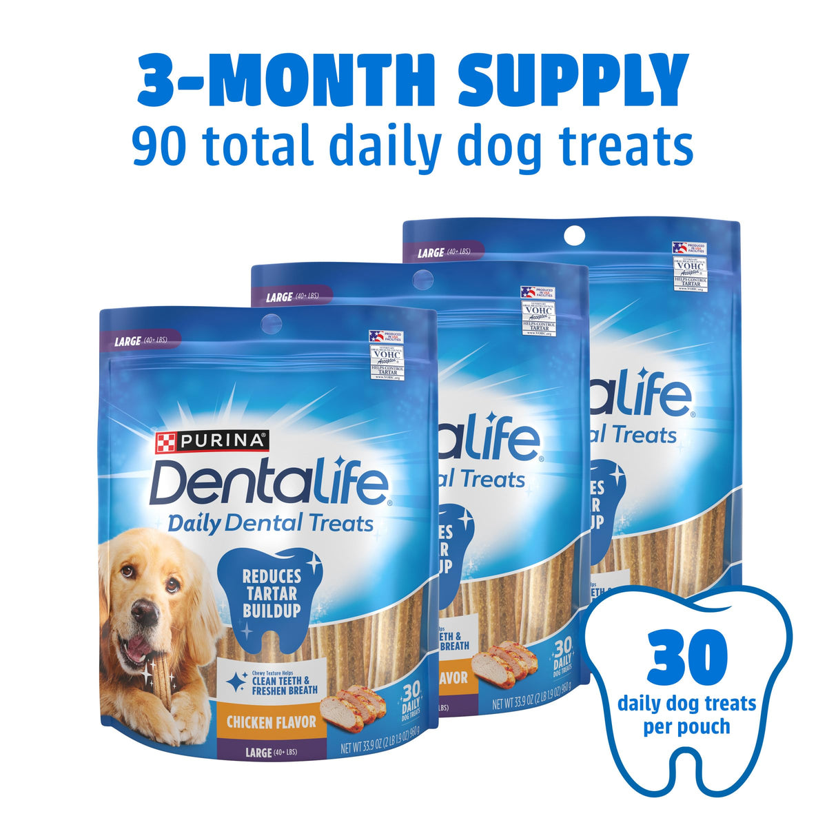 Daily Oral Care Dental Chews for Large Dogs 90 ct V4684