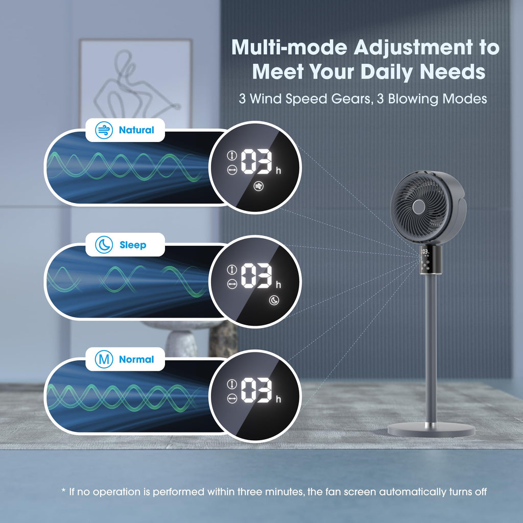 100ft Oscillating Standing Fan with Adjustable Height P395