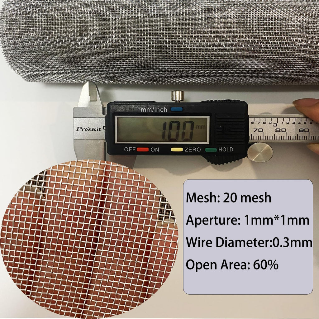 Stainless Steel Wire Mesh Screen 15.7 X 47 in 20 Mesh I61056
