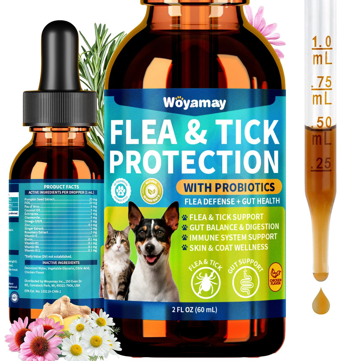 Flea and Tick Prevention Drops with Probiotics B76593