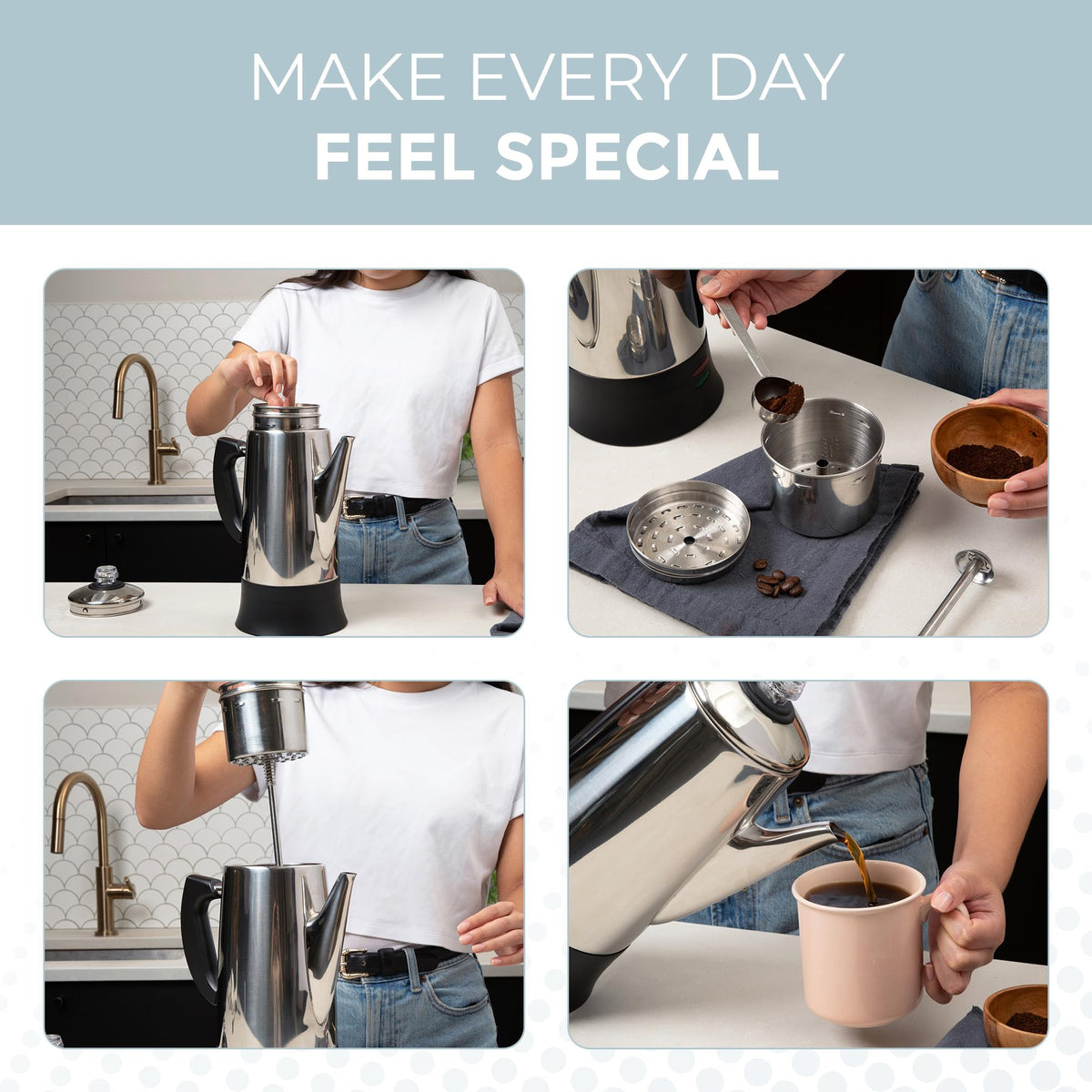 Electric 12 Cup Stainless Steel Coffee Percolator C568