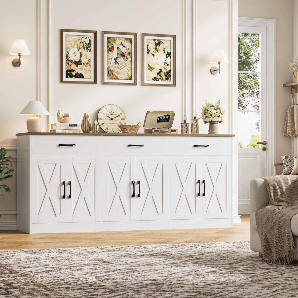 White Kitchen Sideboard Buffet Cabinet with Storage E55277