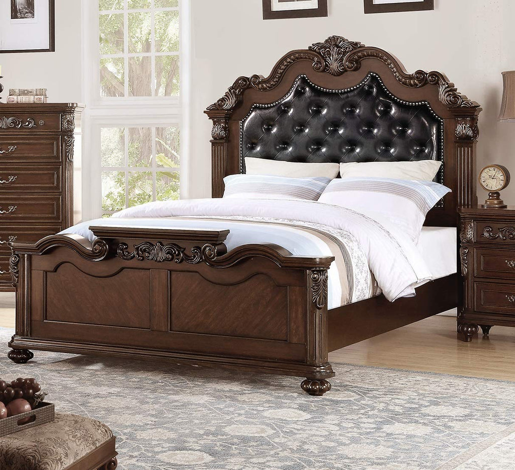 King Size Faux Leather Tufted Headboard Bed M271