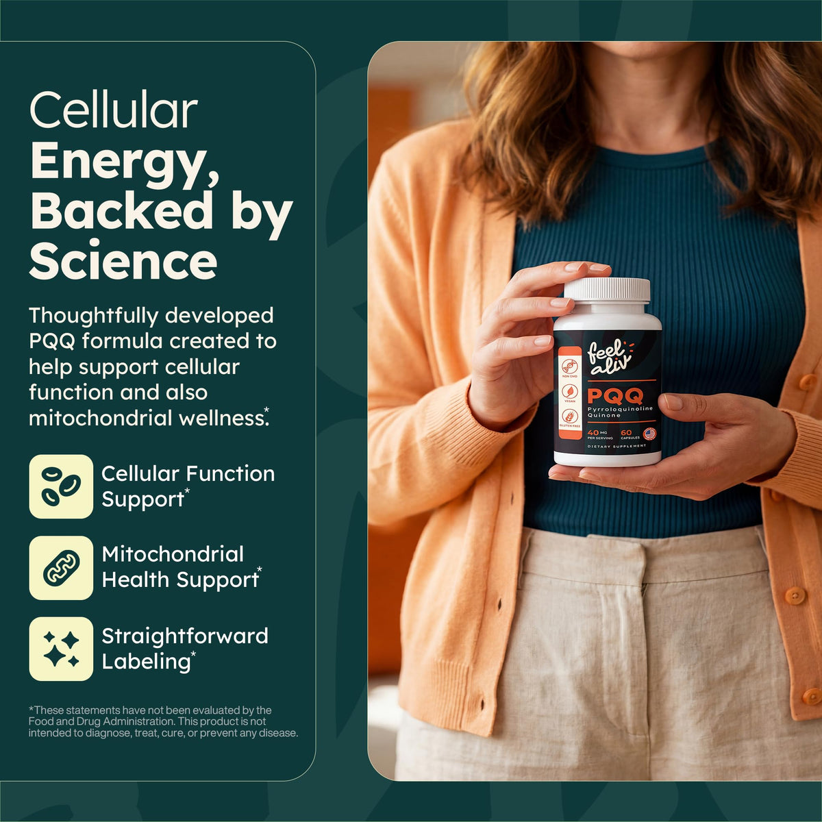 PQQ Supplement 40mg Vegan 60 Capsules B764
