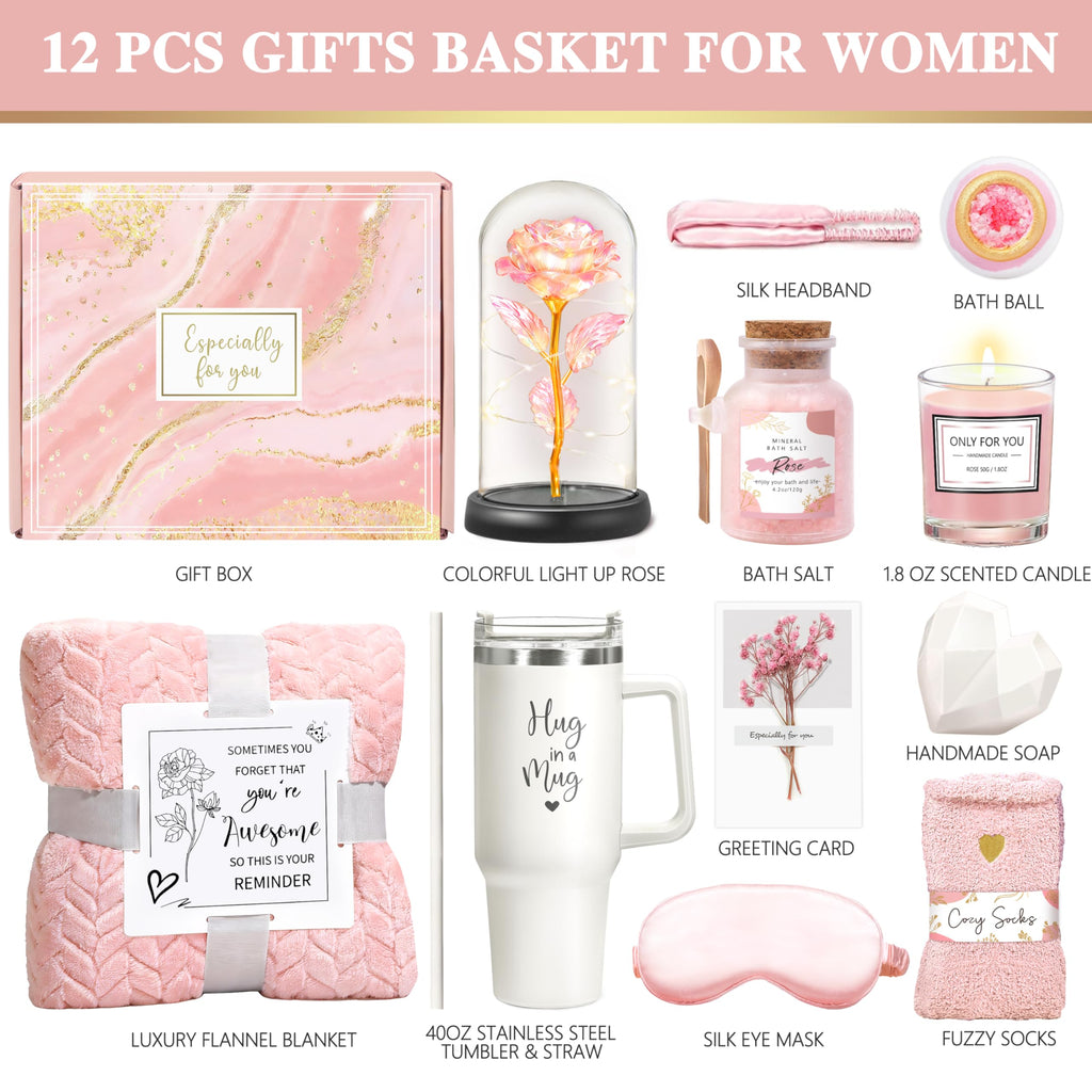 Pink 11Pcs Self Care Gift Basket S223