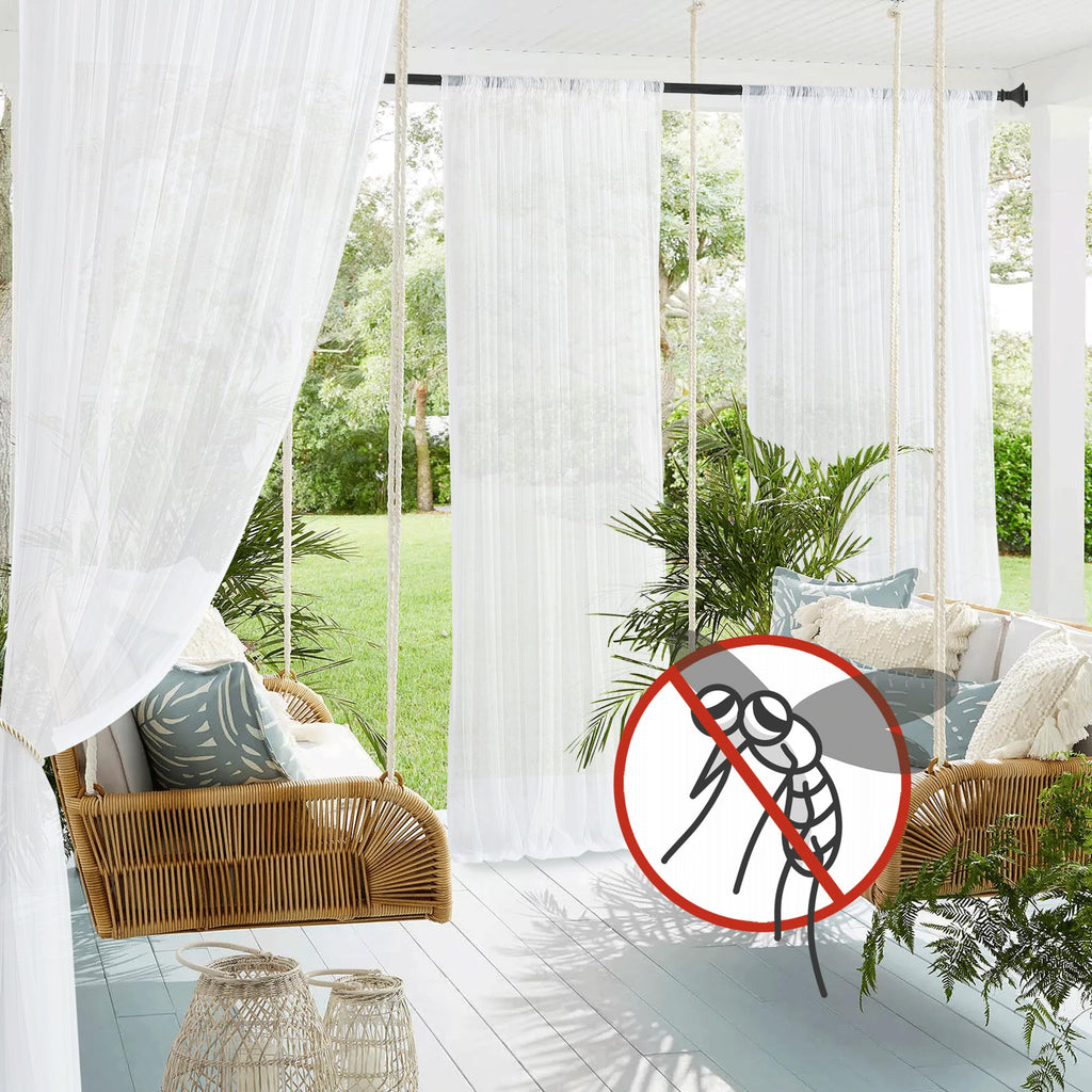 White 2 Panels Waterproof Mosquito Netting Curtains H462