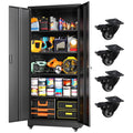 Black Metal Storage Cabinet with 4 Swivel Wheels T733979