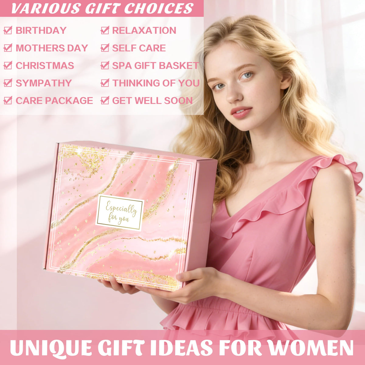Pink 11Pcs Self Care Gift Basket S223