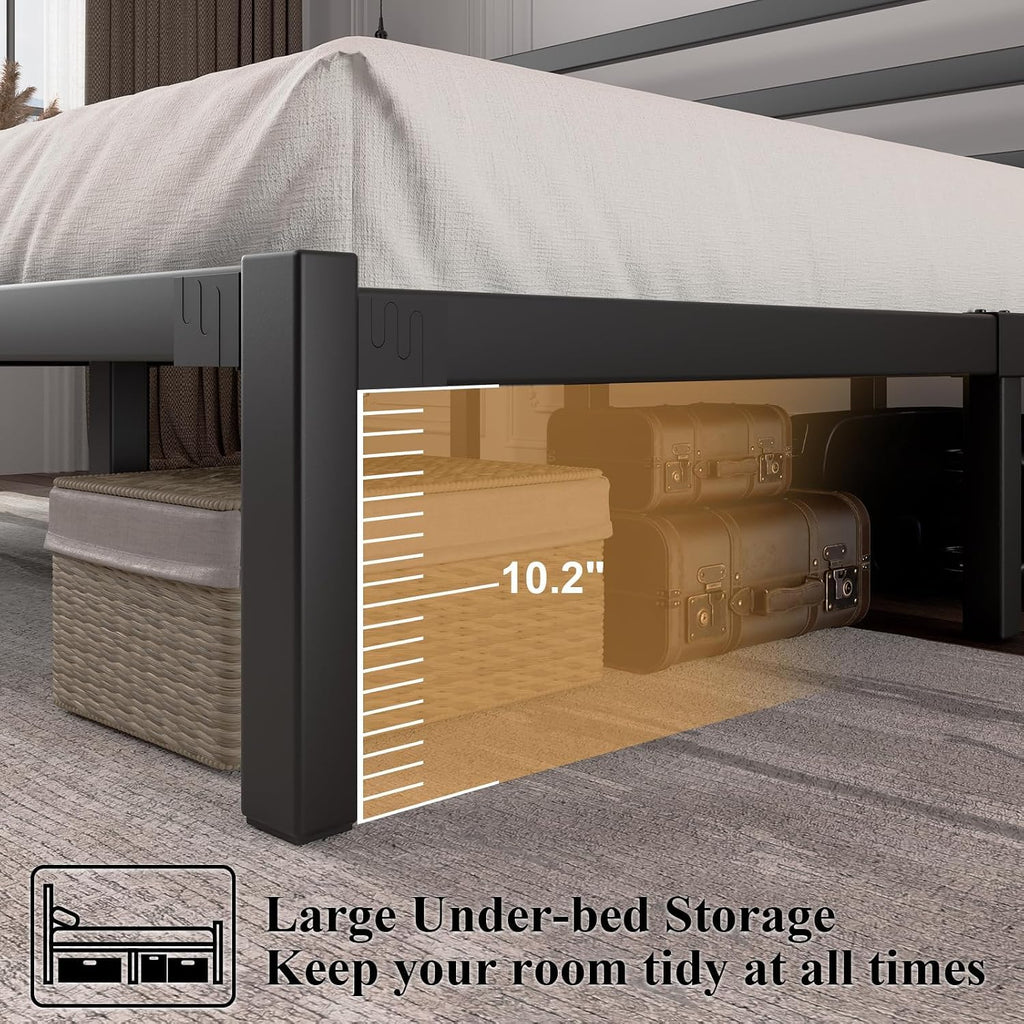 Twin Size Black Metal Bed Frame with Headboard T1184