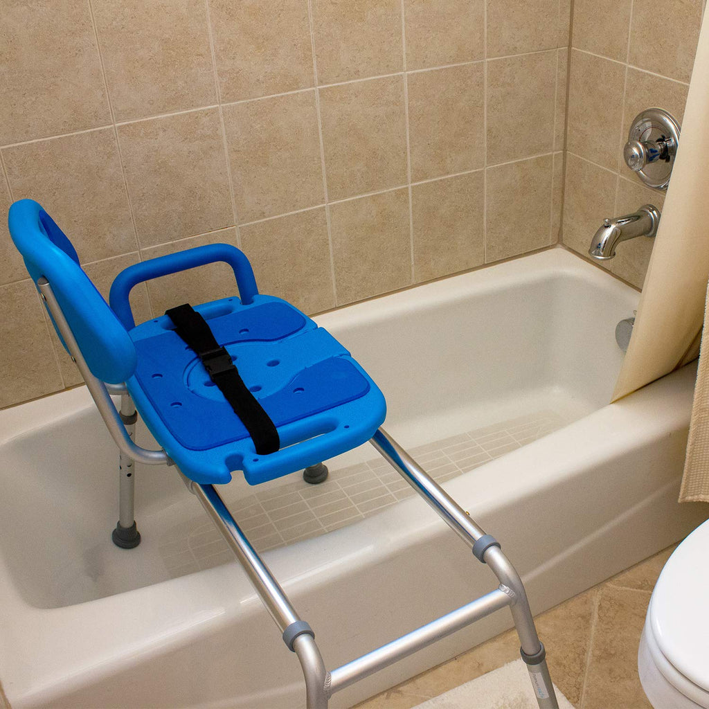 Blue Padded Shower Chair with Cut Out Seat and Safety Belt P660511