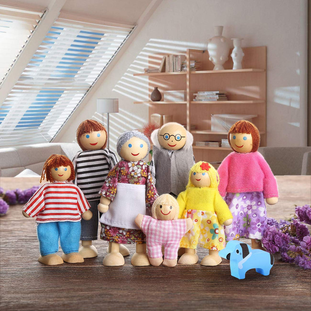 Dollhouse Figures Set of 7 with Dog R1583