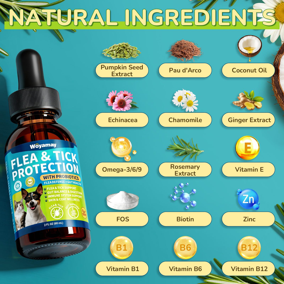 Flea and Tick Prevention Drops with Probiotics B76593