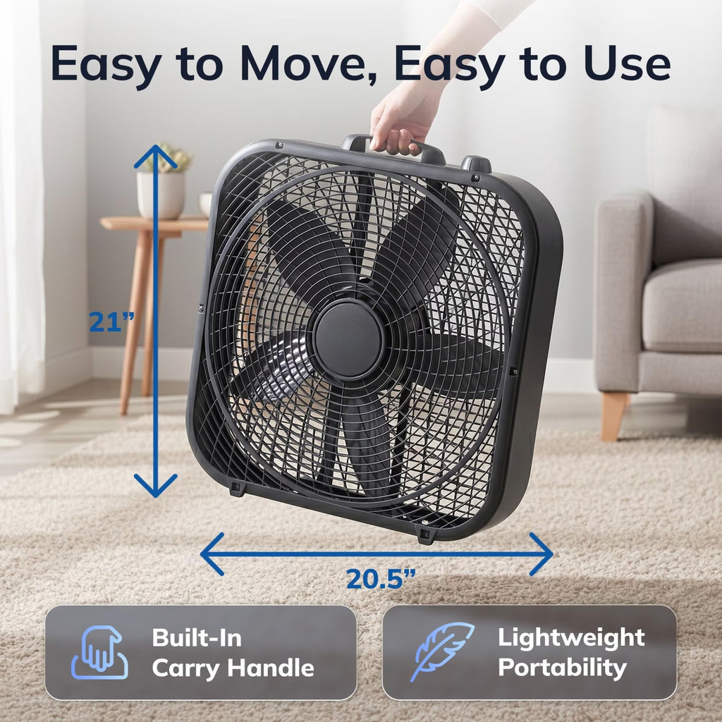 Black 3-Speed Box Fan A828