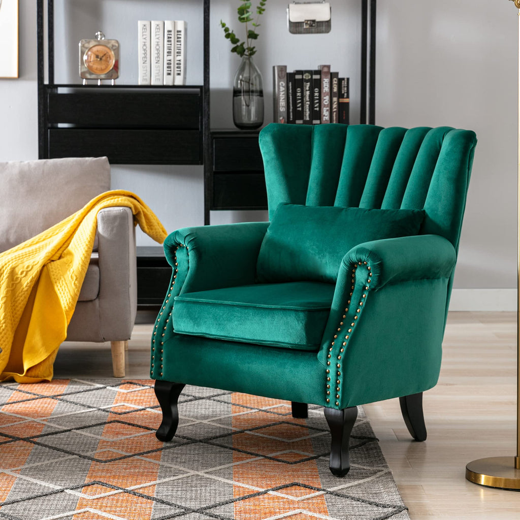 Velvet Green Accent Chairs Set of 2 O10219