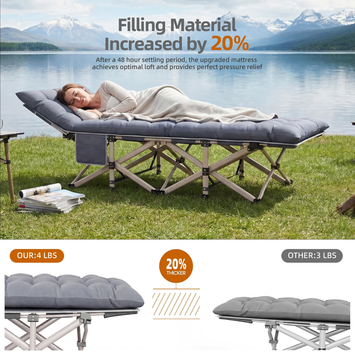 Folding Camping Cot with Carry Bag A122