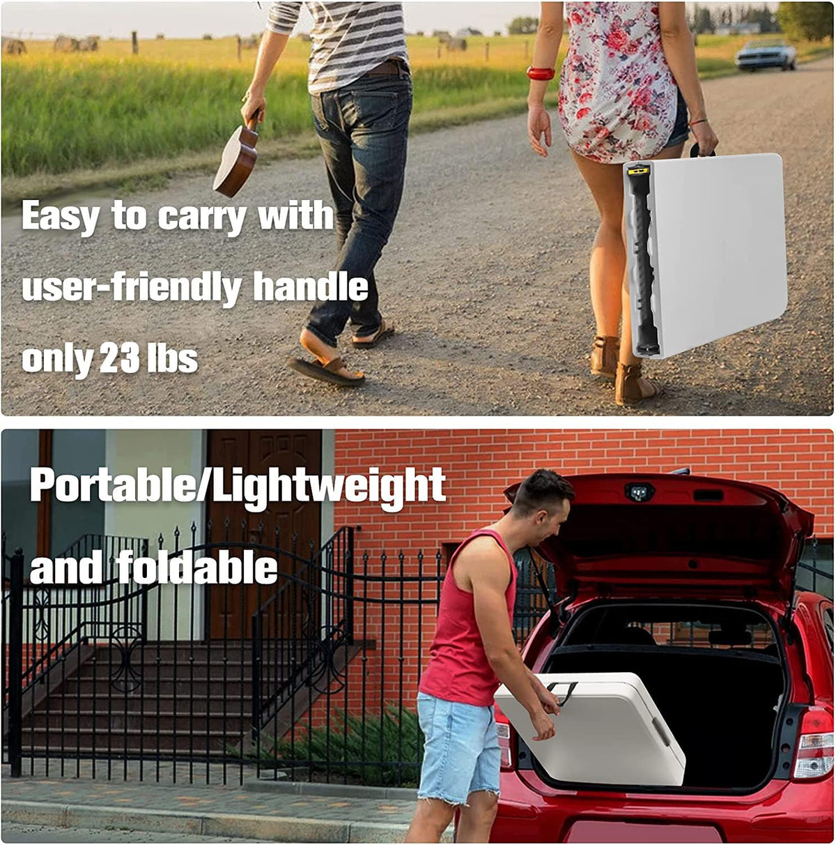Folding Table 6ft Portable Heavy Duty Plastic White E504972