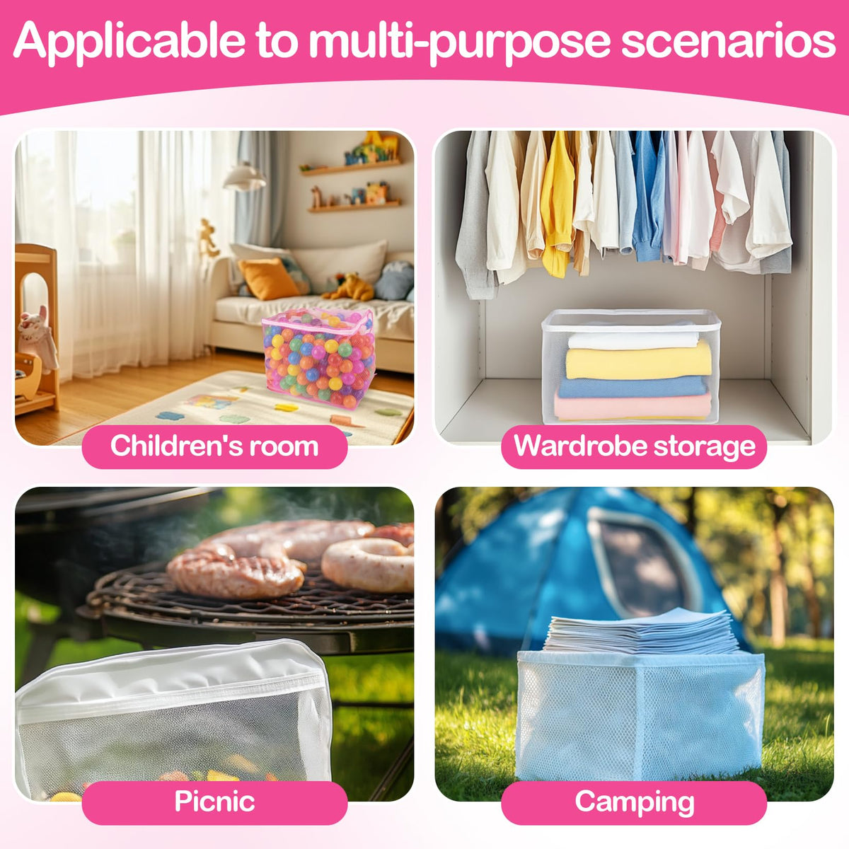 2 PCS Mesh Storage Bags with Zipper Y17295