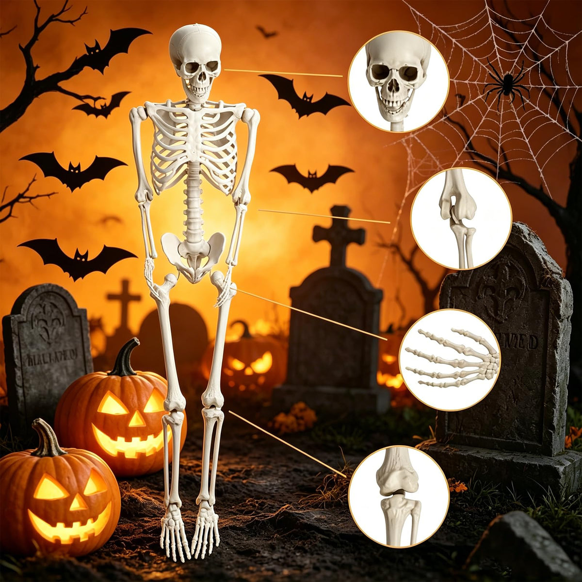 5.4FT Life Size Skeleton with Movable Joints H337036