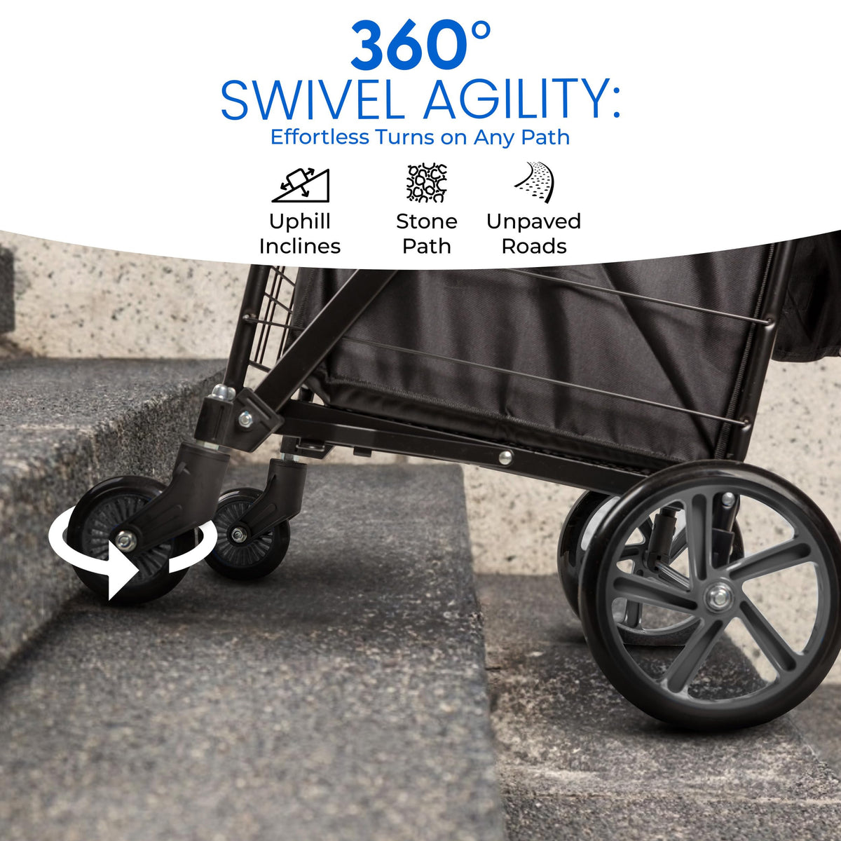 Large Folding Utility Shopping Cart with Removable Liner, 110 lb Capacity, Black C186