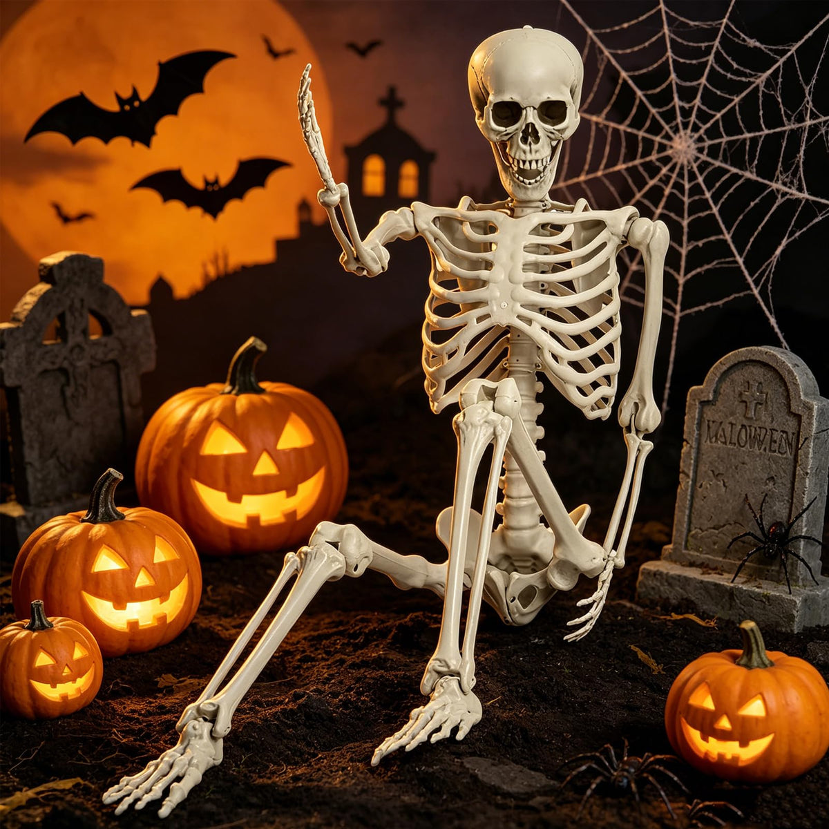 5.4FT Life Size Skeleton with Movable Joints H337036