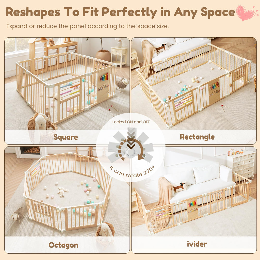 Wooden Playpen with 3 Learning Toys Z53578