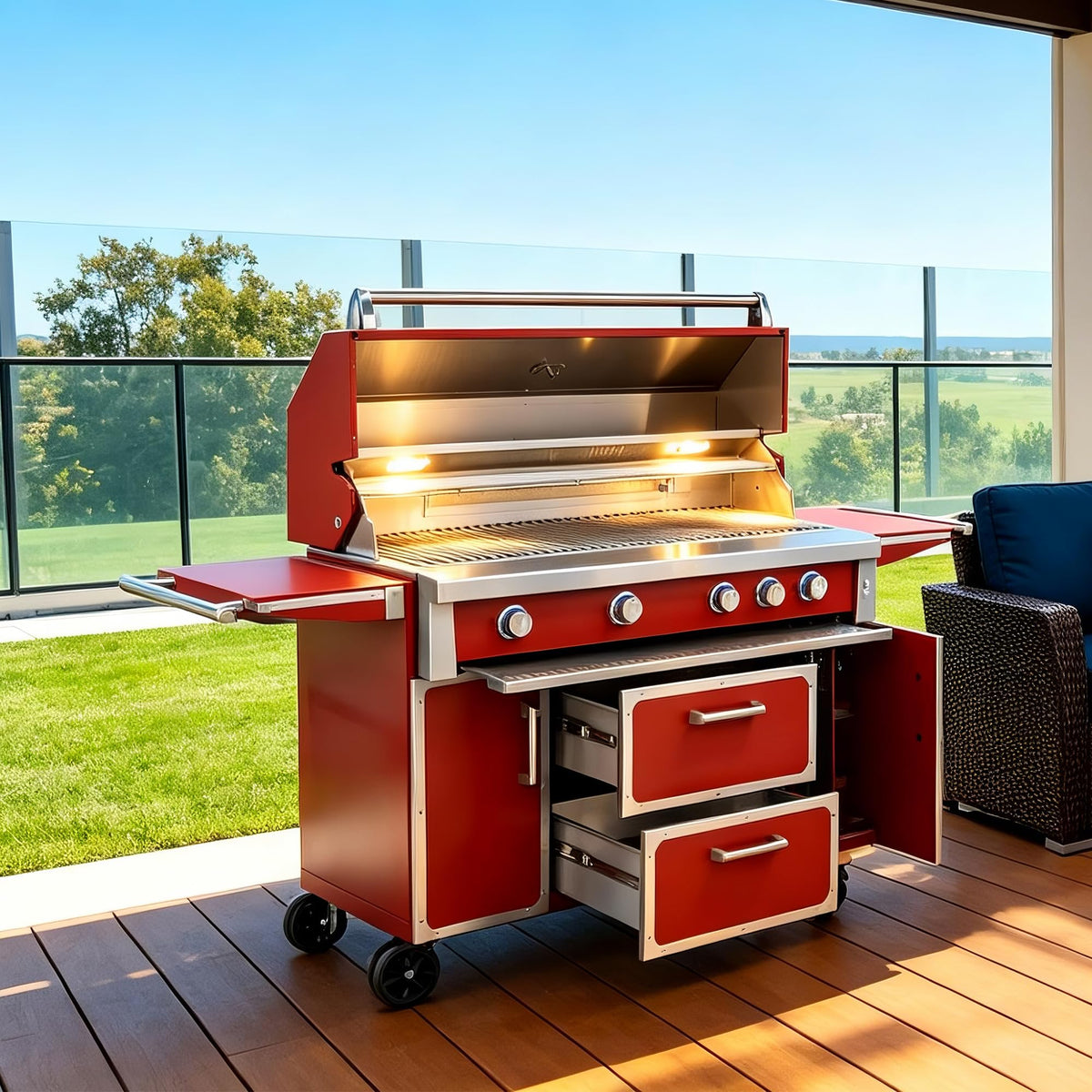 49" Propane Gas Grill, 304 Stainless Steel, 99K BTU, 828 Sq.In M195447