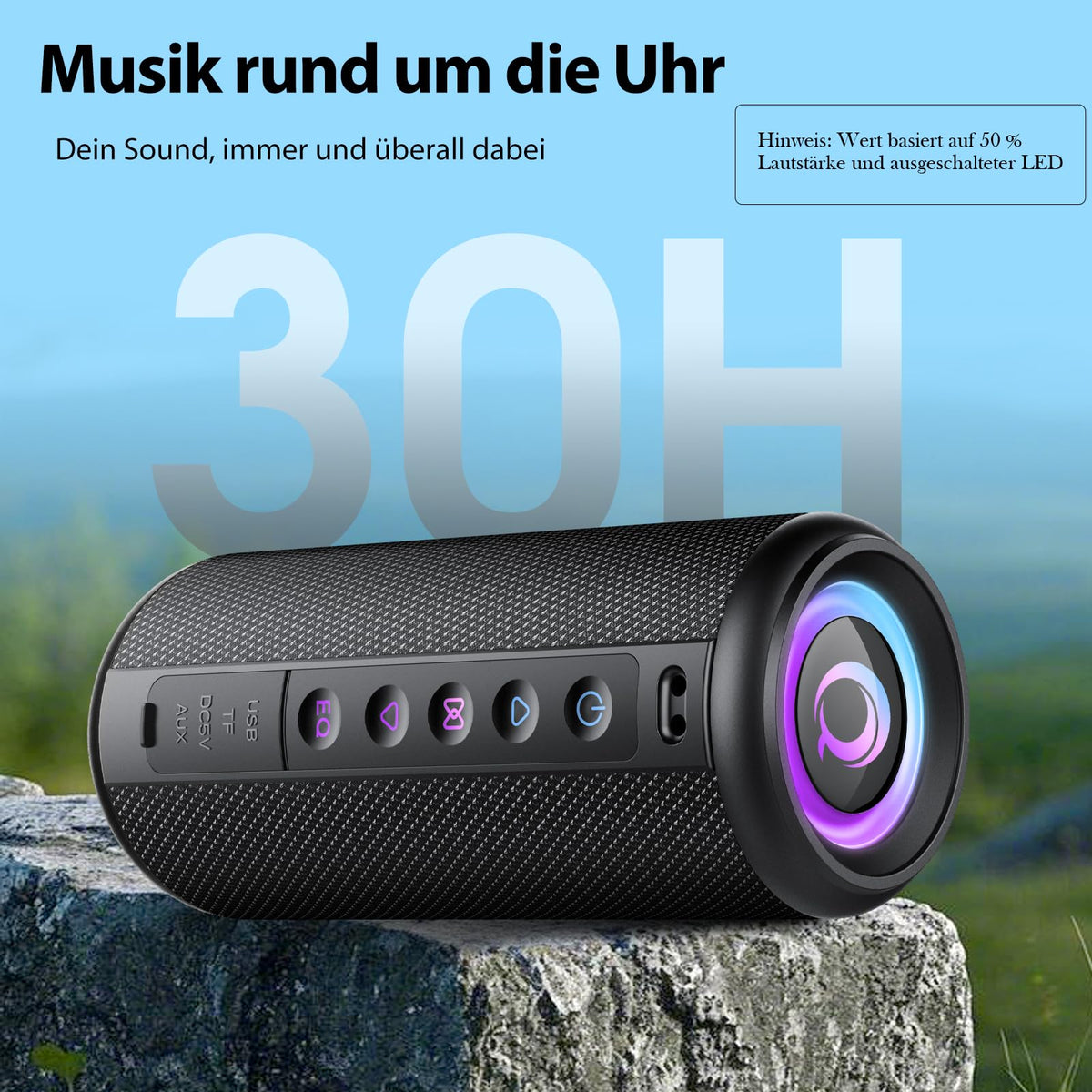 Black Portable Bluetooth Speaker with 20W Stereo Sound Z100650