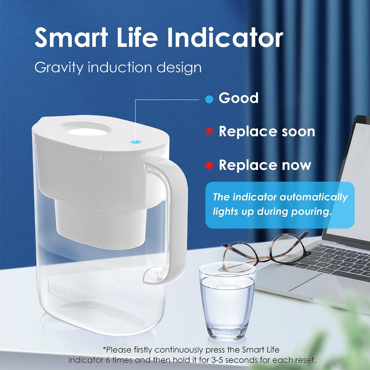 White 10-Cup Water Filter Pitcher K862061
