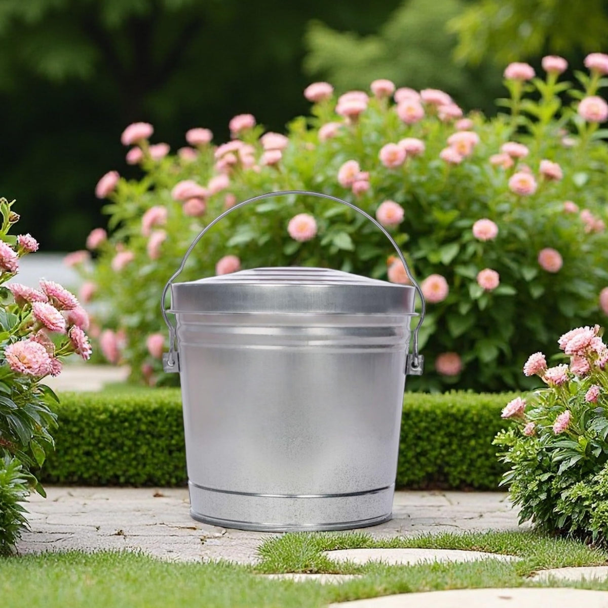 6-Gallon Galvanized Steel Storage Can with Locking Lid B120