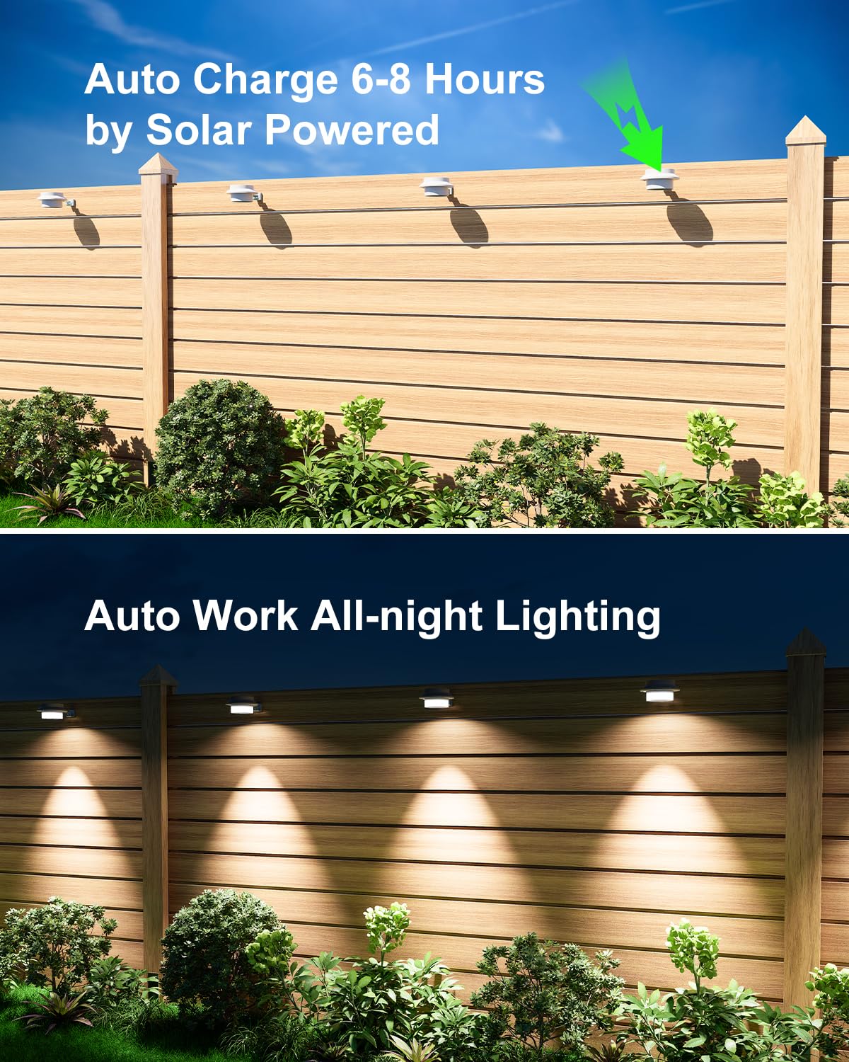 8 Pack Cool White Solar Powered Gutter Mounted Lights N7598