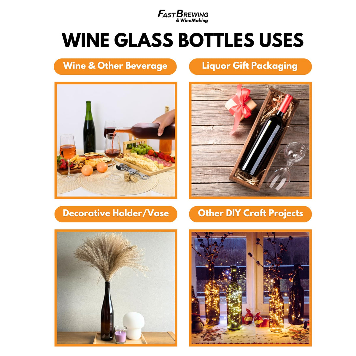 750ml Clear Glass Bottles with Lids, 48-Pack Z38105