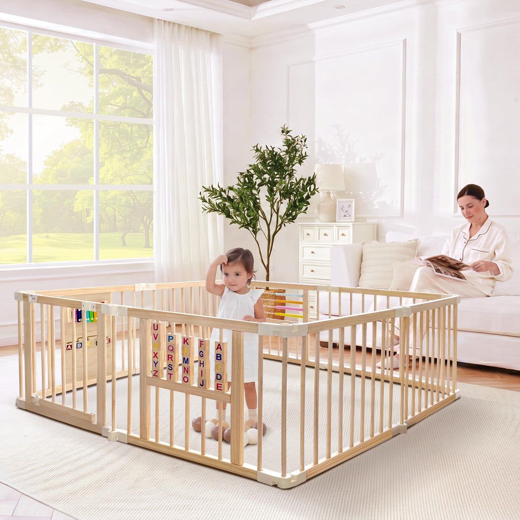 Wooden Playpen with 3 Learning Toys Z53578