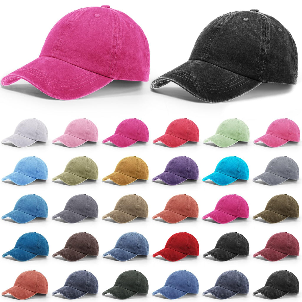 30 Pack Washed Denim Distressed Adjustable Cotton Baseball Cap H114631