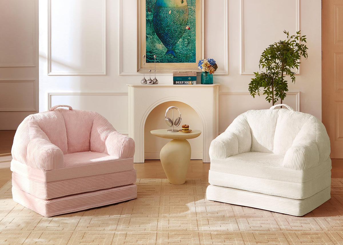 Pink 3-in-1 Convertible Folding Sofa Bed T3607