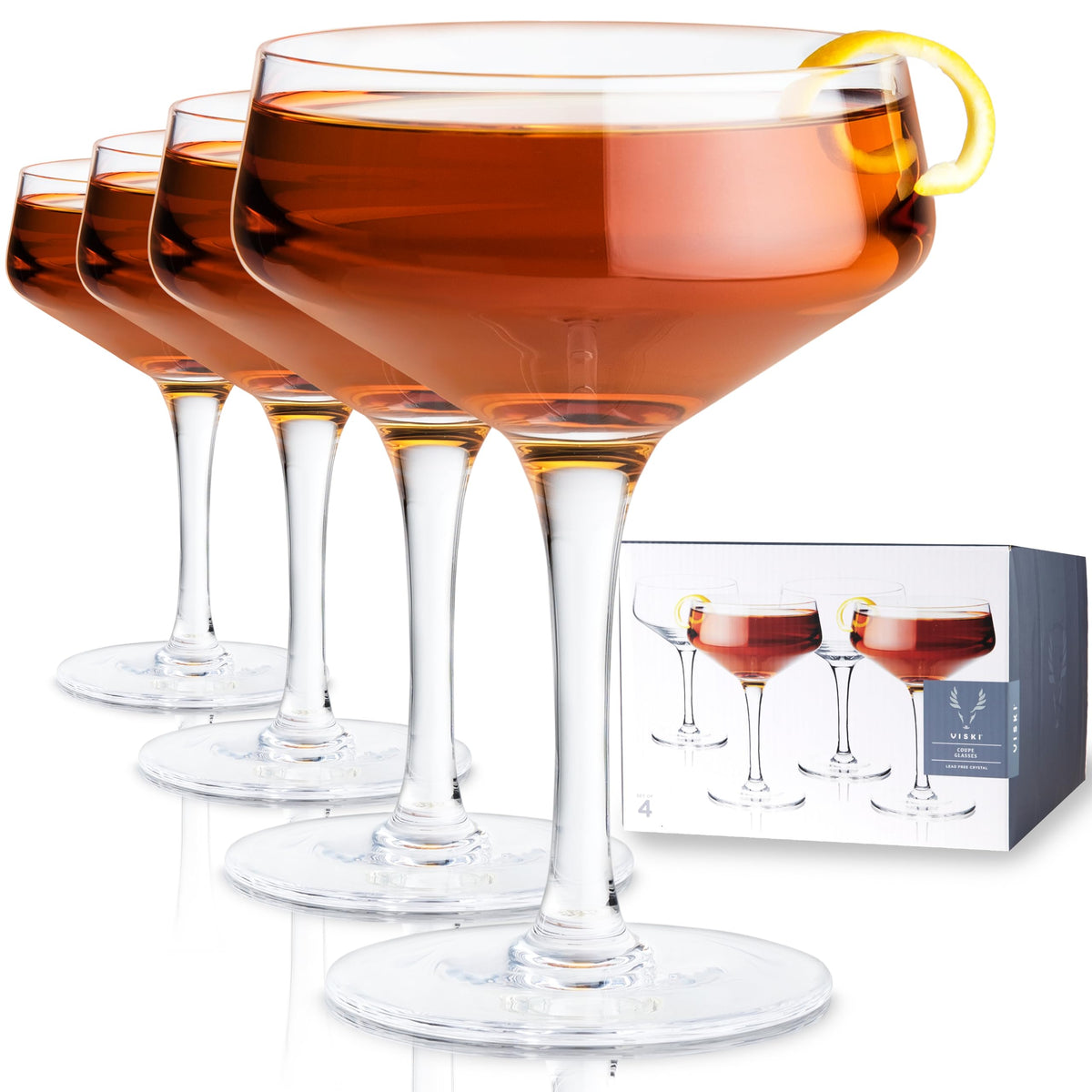 Crystal Coupe Cocktail Glasses Set of 4 J984