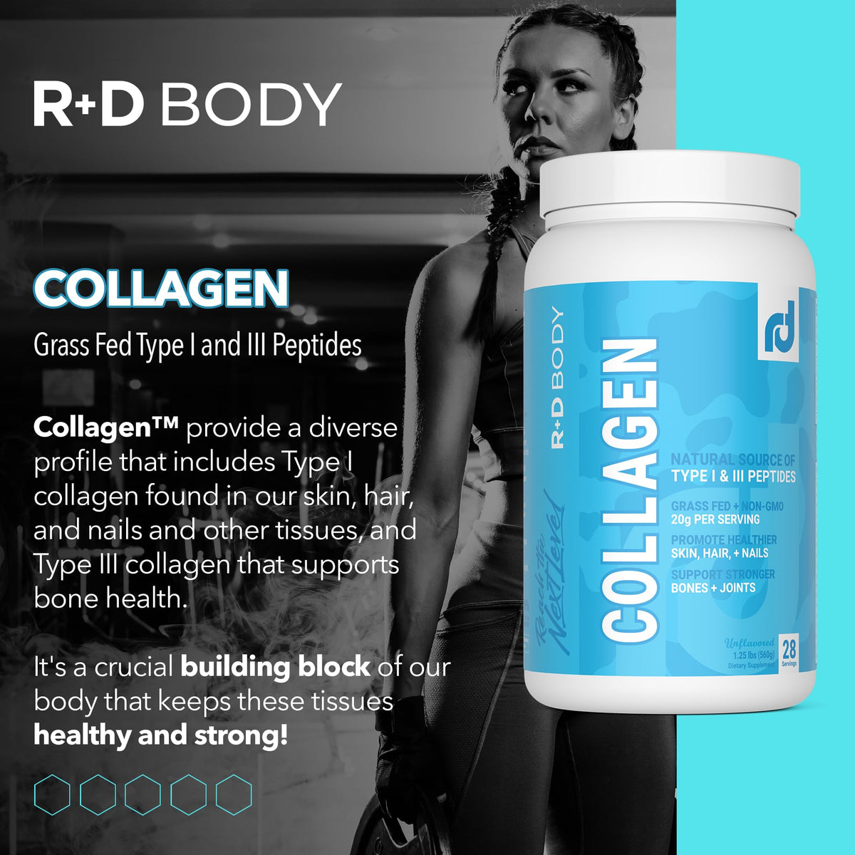 Hydrolyzed Collagen Peptides Powder Type I & III Unflavored 28 Servings U241