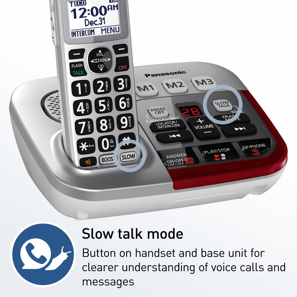 Amplified Cordless Phone with Slow Talk and Hearing Aid Compatibility O74784